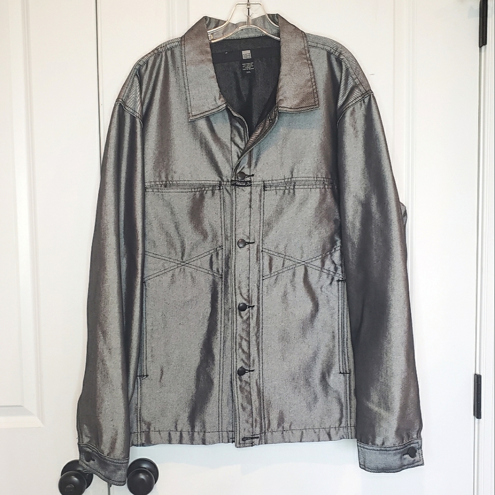 Marithe Francois Girbaud Black Gray Denim Jean Jacket XXL